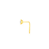 22K Yellow Gold Cubic Zirconia Small Classic Nose Pin with Wire with gold weight of 0.1g